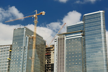 Image showing Construction site with crane