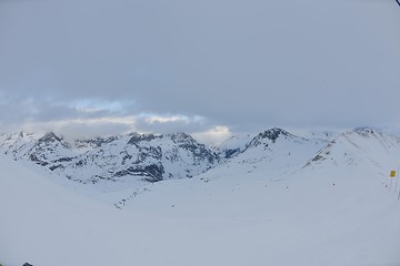 Image showing High mountains under snow in the winter