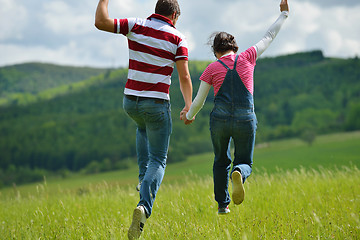 Image showing romantic young couple in love together outdoor