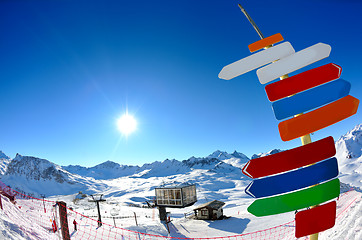 Image showing High mountains under snow in the winter