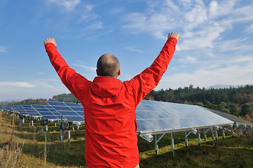 Image showing Male solar panel engineer at work place