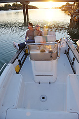 Image showing couple in love  have romantic time on boat