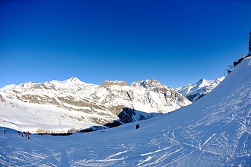 Image showing High mountains under snow in the winter