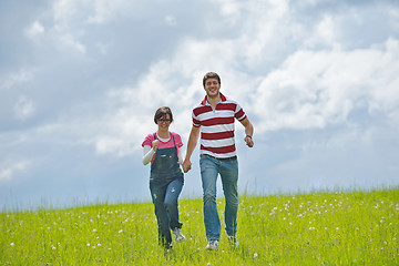 Image showing romantic young couple in love together outdoor