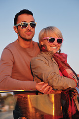 Image showing couple in love  have romantic time on boat