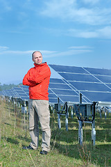 Image showing Male solar panel engineer at work place