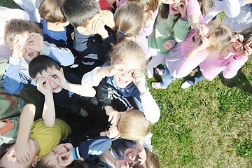 Image showing preschool  kids outdoor have fun