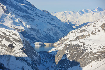 Image showing High mountains under snow in the winter