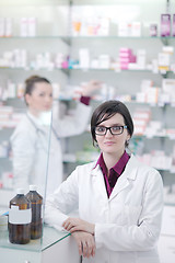 Image showing team of pharmacist chemist woman  in pharmacy drugstore