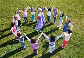 Image showing preschool  kids outdoor have fun