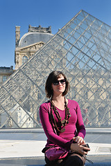 Image showing tourist woman have fun in france