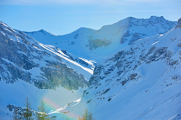 Image showing High mountains under snow in the winter