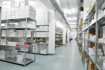 Image showing medical factory  supplies storage indoor