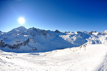 Image showing High mountains under snow in the winter