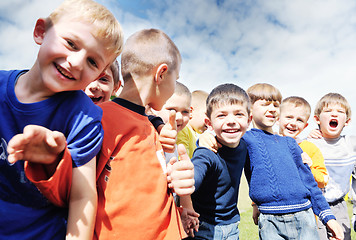 Image showing preschool  kids outdoor have fun