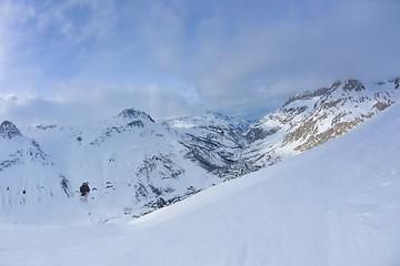 Image showing High mountains under snow in the winter