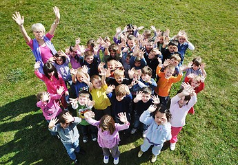 Image showing preschool  kids outdoor have fun