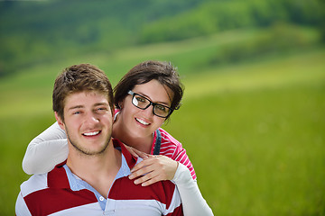 Image showing romantic young couple in love together outdoor