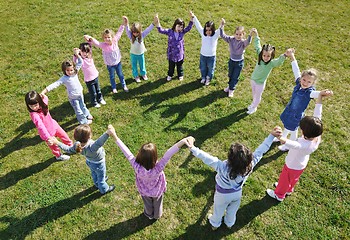 Image showing preschool  kids outdoor have fun