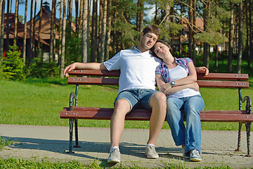 Image showing romantic young couple in love together outdoor