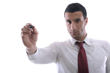 Image showing business man draw with marker on empty space