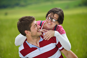 Image showing romantic young couple in love together outdoor