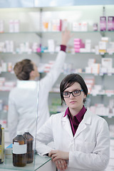 Image showing team of pharmacist chemist woman  in pharmacy drugstore