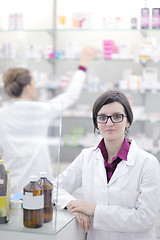 Image showing team of pharmacist chemist woman  in pharmacy drugstore