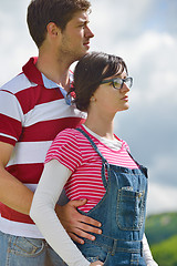 Image showing romantic young couple in love together outdoor