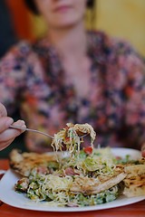 Image showing woman eat salad