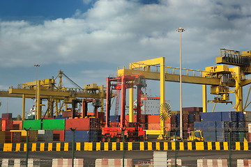 Image showing container ship leaving the container port terminal