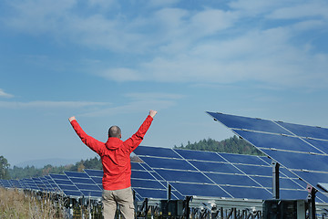 Image showing Male solar panel engineer at work place