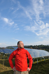 Image showing Male solar panel engineer at work place