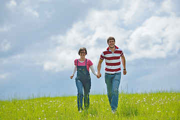 Image showing romantic young couple in love together outdoor