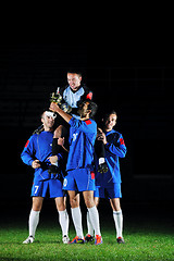 Image showing football players celebrating the victory