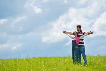 Image showing romantic young couple in love together outdoor