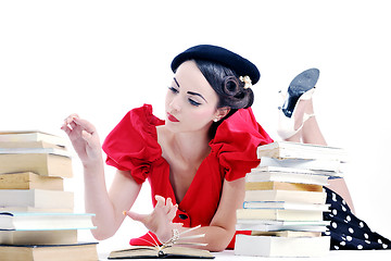 Image showing beautiful young woman read book