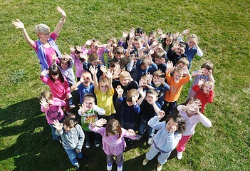 Image showing preschool  kids outdoor have fun