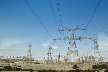 Image showing Electrical power lines and towers