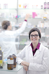 Image showing team of pharmacist chemist woman  in pharmacy drugstore