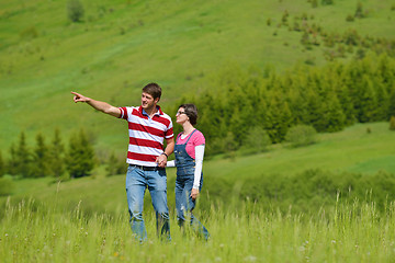 Image showing romantic young couple in love together outdoor