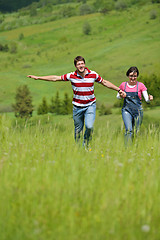 Image showing romantic young couple in love together outdoor