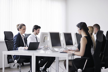 Image showing business people group working in customer and help desk office