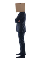 Image showing business man with an box on his head