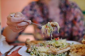 Image showing woman eat salad
