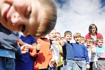 Image showing preschool  kids outdoor have fun