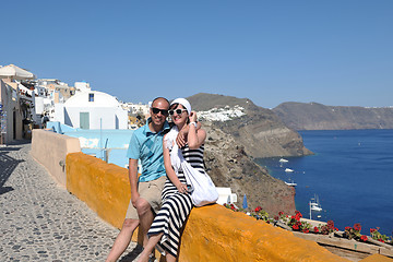 Image showing happy young couple tourists in greece