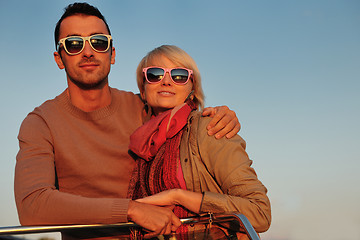 Image showing couple in love  have romantic time on boat