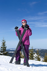 Image showing winter woman ski