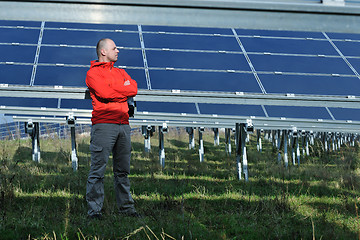 Image showing Male solar panel engineer at work place